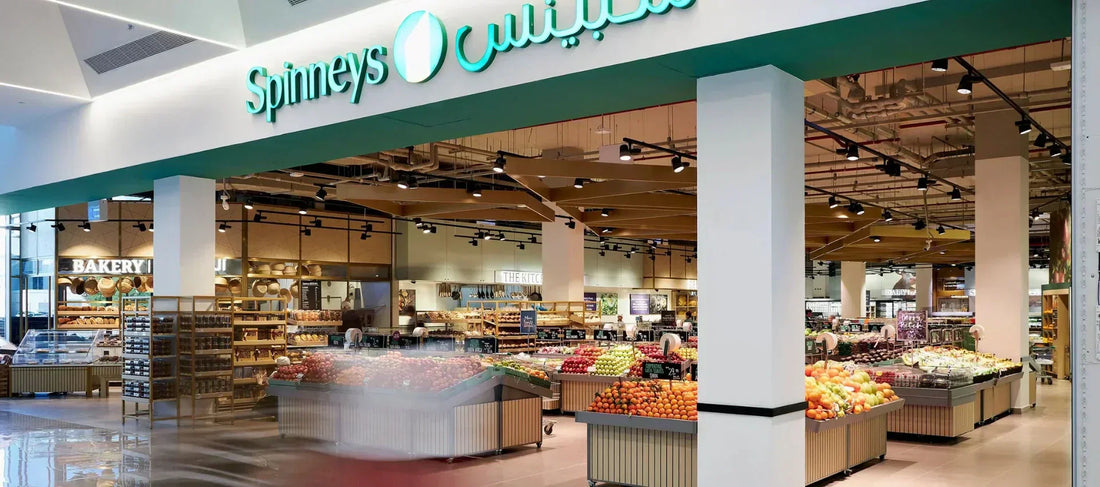 Spinneys supermarket fresh food counter display in Meydan, Dubai – premium bakery, deli and produce counters designed for UAE and MENA supermarkets by Dalebrook