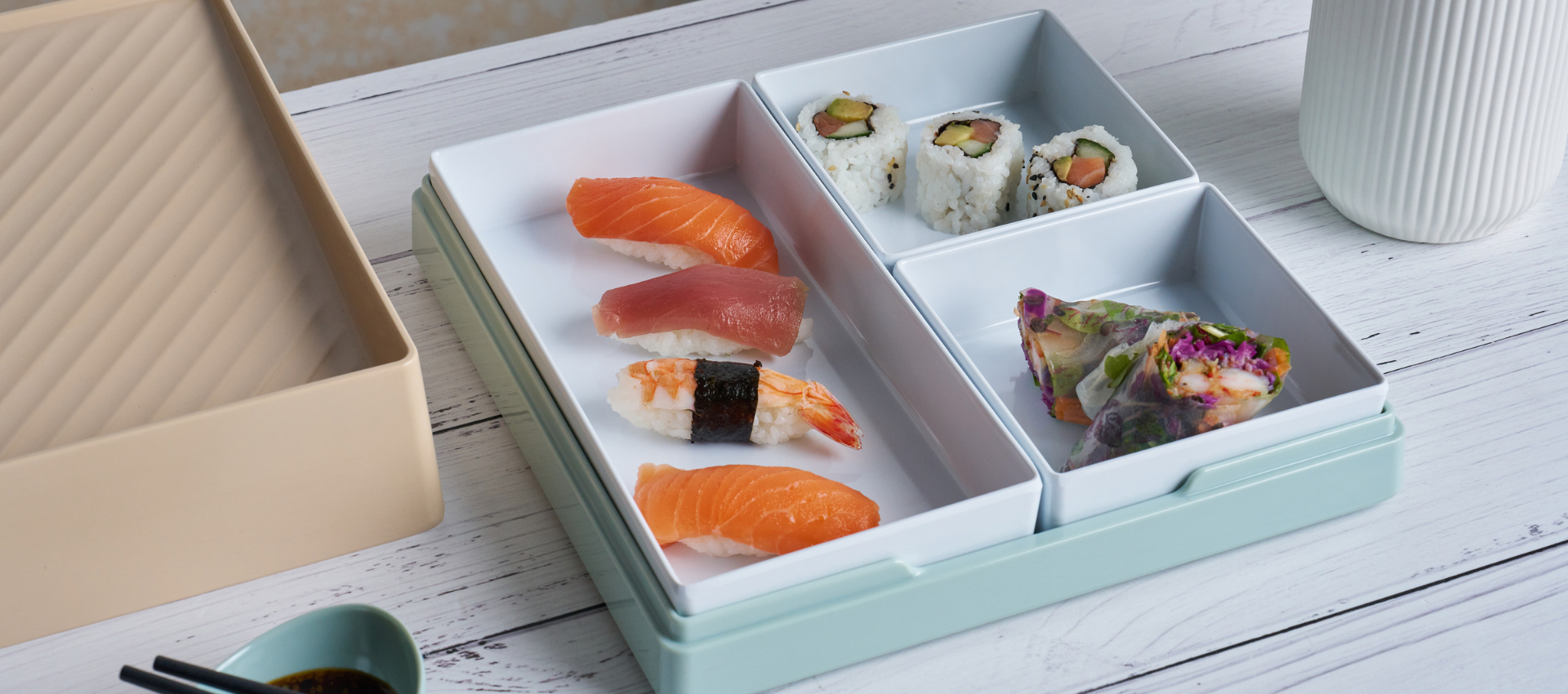 Dalebrook's Kiru bento box containing different types of sushi
